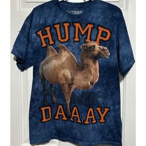 3D Tees by the Mountain Men's Blue Tie Dye Camel Hump Daaay T-Shirt Size L 42/44
